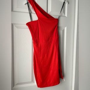 Dark orange body con dress